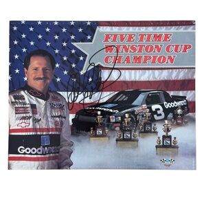 Vintage 90's DALE EARNHARDT "Five Time Winston Cup Champion" SIGNED 8x10 Photo